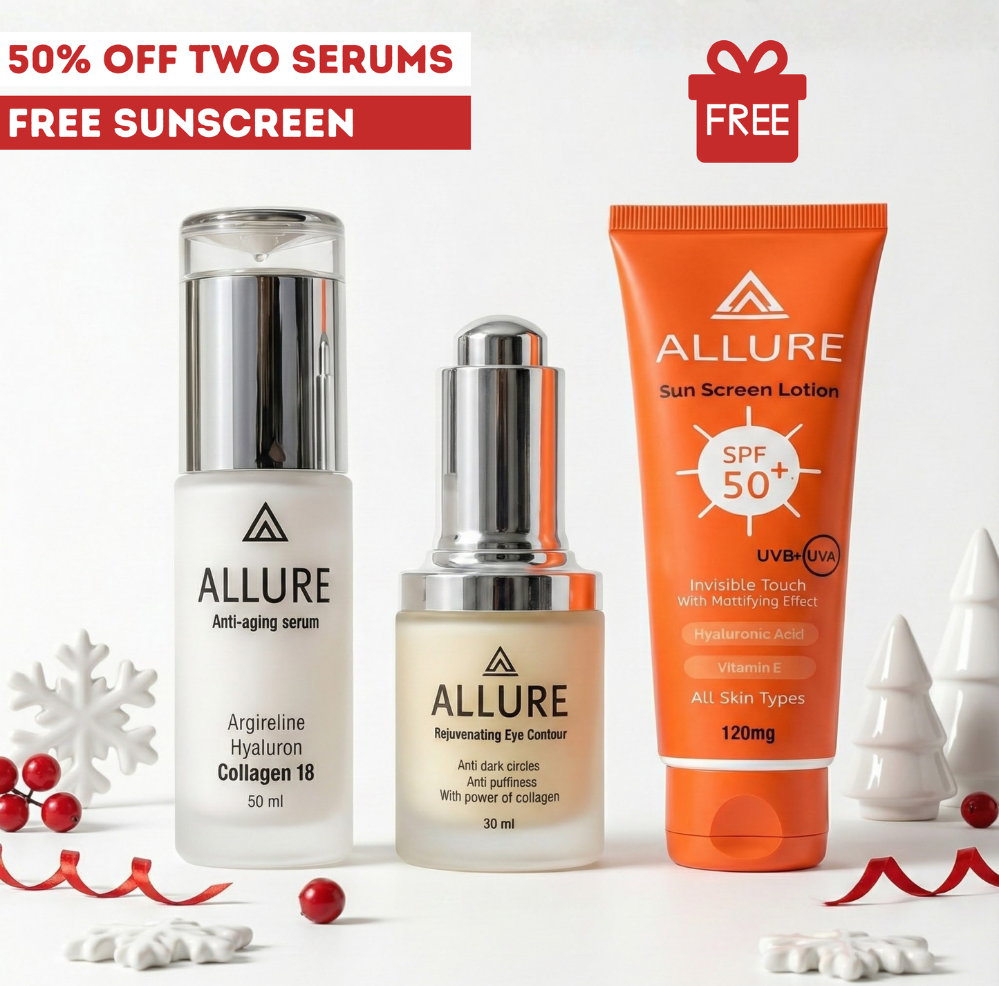 Anti Aging Serum + Eye Serum + FREE Sunscreen